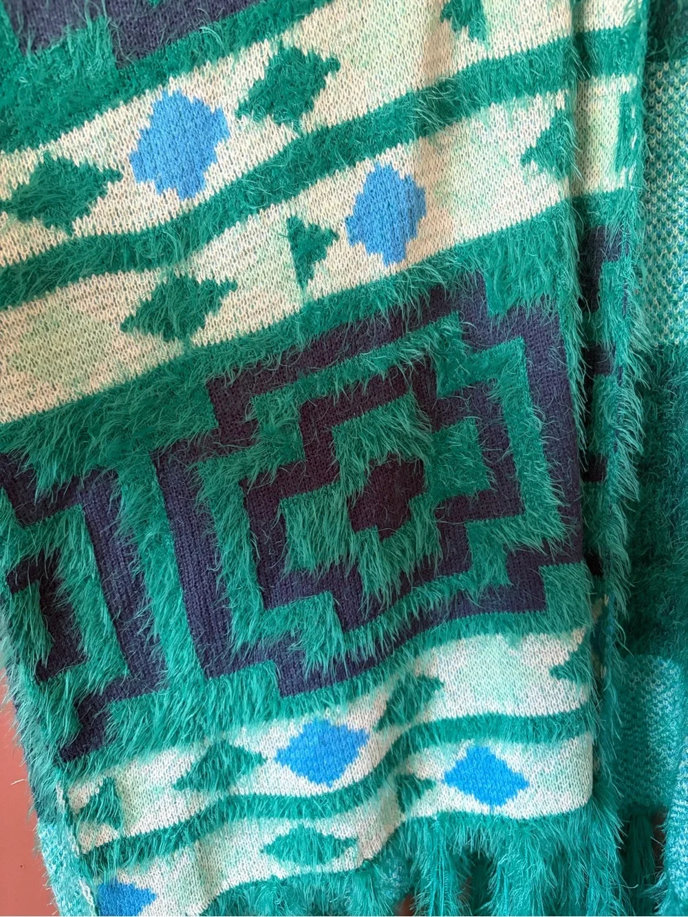 Free People Boho Aztec Print Fringe Kimono Cardigan — One Size — Gently Used
